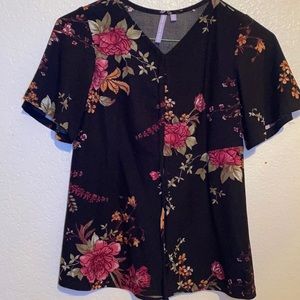 Black Rose Printed Blouse